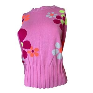 Wispr  Women's Long Sleeve Pullover Sweater Floral Pink Silk Blend Medium